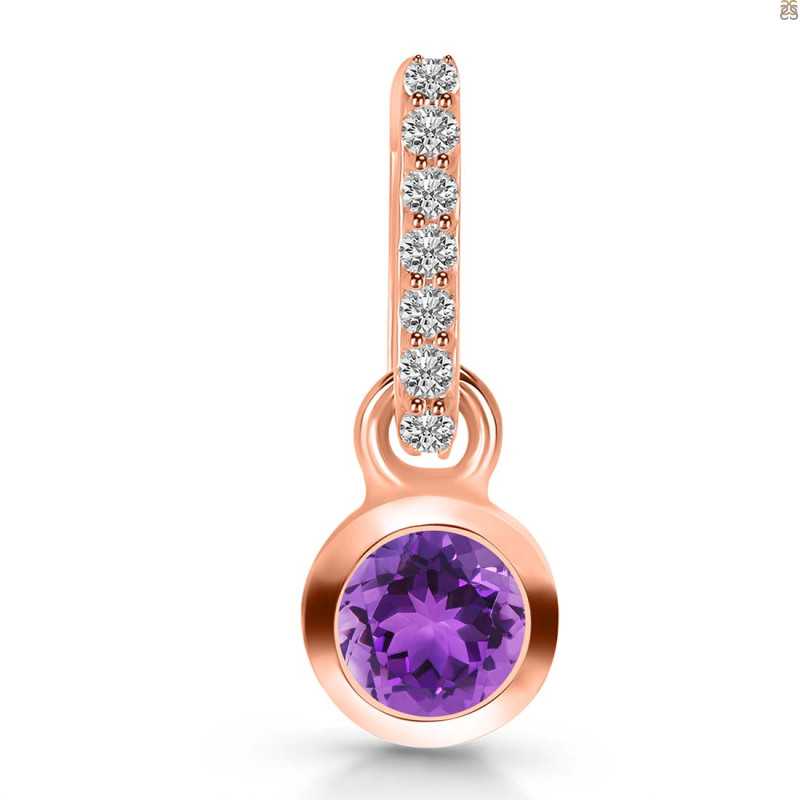 Amethyst & White Topaz Pendant AMT-RDP-957-CZ-LOOP.