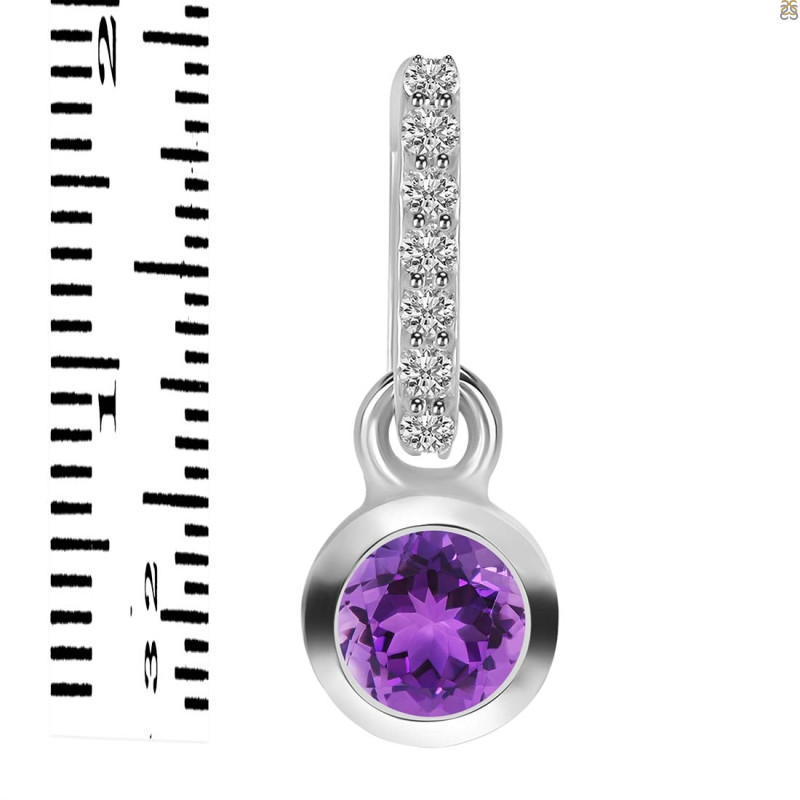 Amethyst & White Topaz Pendant AMT-RDP-957-CZ-LOOP.