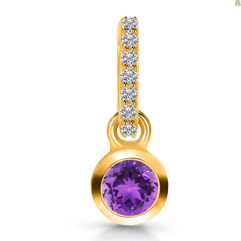 Amethyst & White Topaz Pendant AMT-RDP-957-CZ-LOOP.