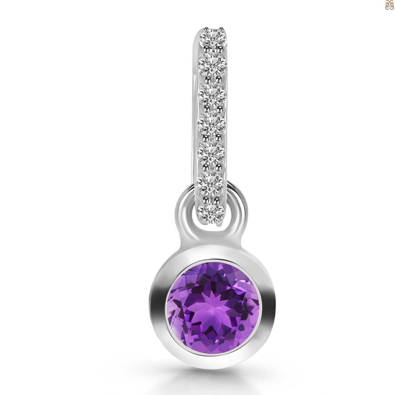 Amethyst & White Topaz Pendant AMT-RDP-957-CZ-LOOP.