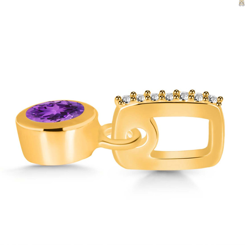 Amethyst & White Topaz Pendant AMT-RDP-957-CZ-LOOP.