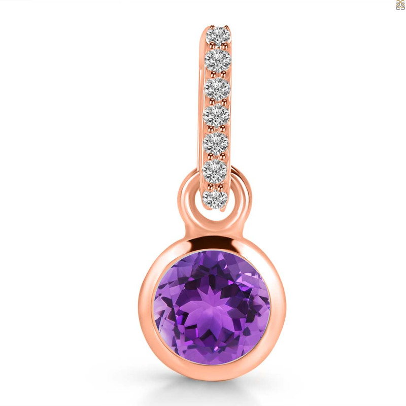 Amethyst & White Topaz Pendant AMT-RDP-958-CZ-LOOP.