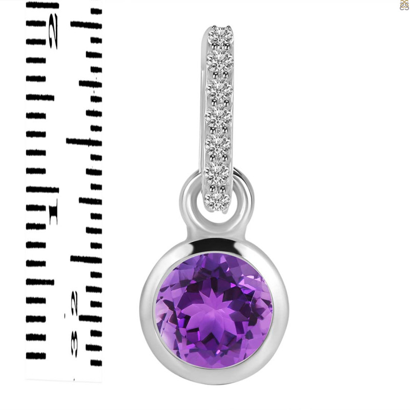 Amethyst & White Topaz Pendant AMT-RDP-958-CZ-LOOP.