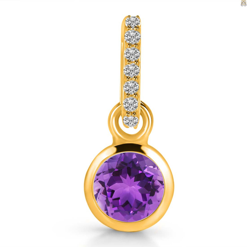 Amethyst & White Topaz Pendant AMT-RDP-958-CZ-LOOP.