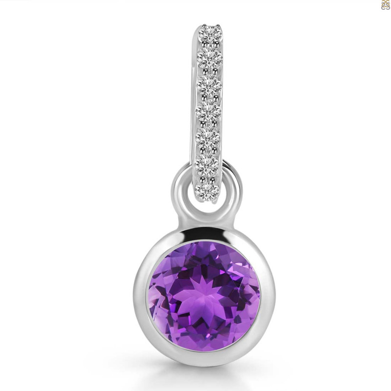 Amethyst & White Topaz Pendant AMT-RDP-958-CZ-LOOP.