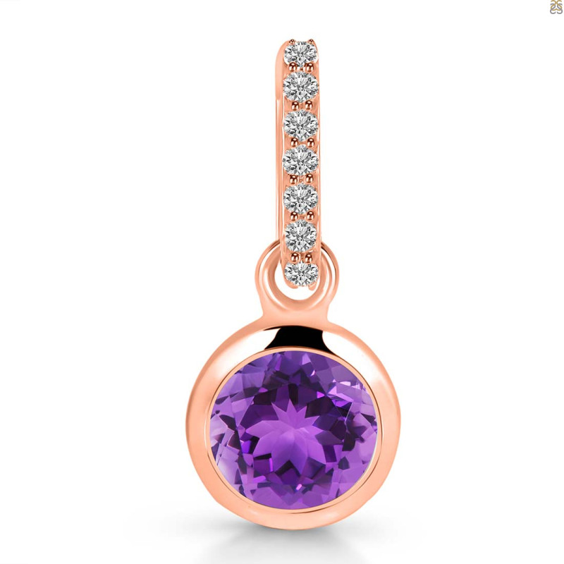 Amethyst & White Topaz Pendant AMT-RDP-959-CZ-LOOP.