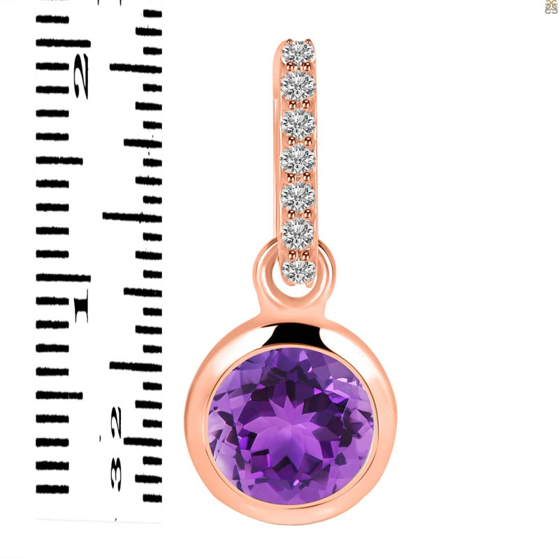 Amethyst & White Topaz Pendant AMT-RDP-959-CZ-LOOP.