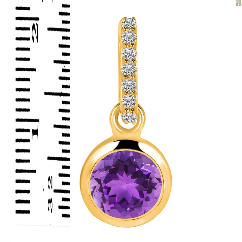 Amethyst & White Topaz Pendant AMT-RDP-959-CZ-LOOP.