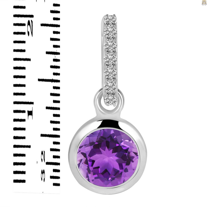 Amethyst & White Topaz Pendant AMT-RDP-959-CZ-LOOP.