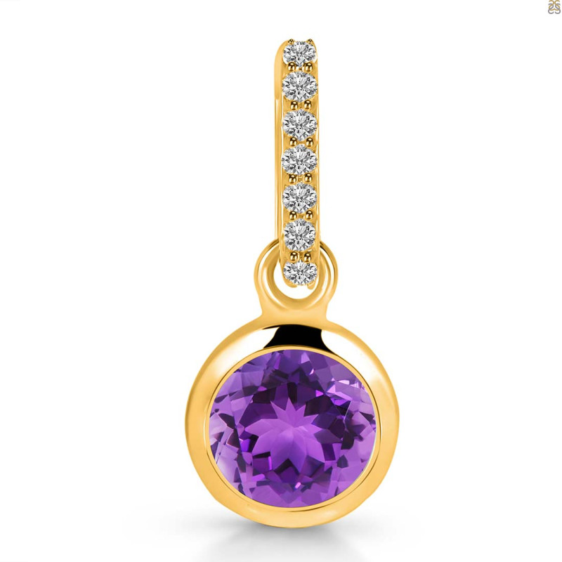 Amethyst & White Topaz Pendant AMT-RDP-959-CZ-LOOP.