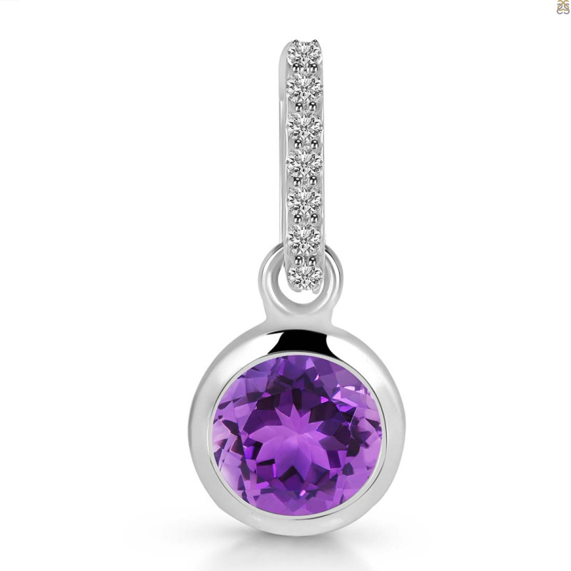 Amethyst & White Topaz Pendant AMT-RDP-959-CZ-LOOP.
