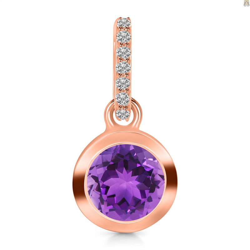 Amethyst & White Topaz Pendant AMT-RDP-960-CZ-LOOP.