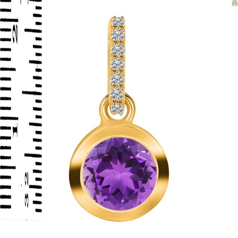 Amethyst & White Topaz Pendant AMT-RDP-960-CZ-LOOP.