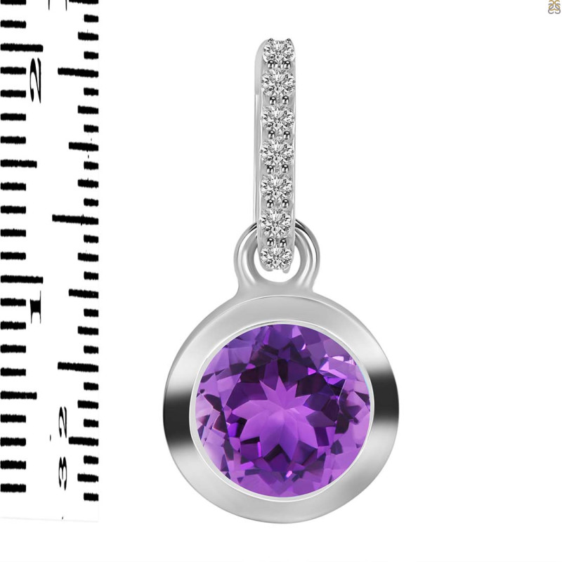 Amethyst & White Topaz Pendant AMT-RDP-960-CZ-LOOP.