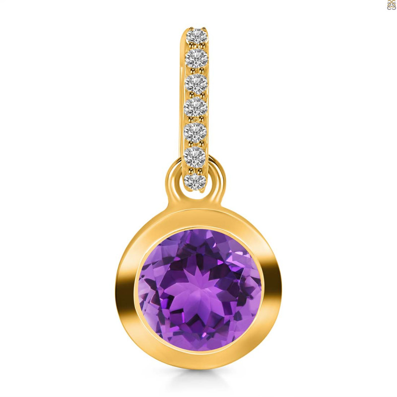 Amethyst & White Topaz Pendant AMT-RDP-960-CZ-LOOP.