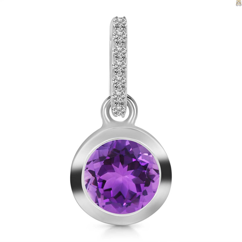 Amethyst & White Topaz Pendant AMT-RDP-960-CZ-LOOP.