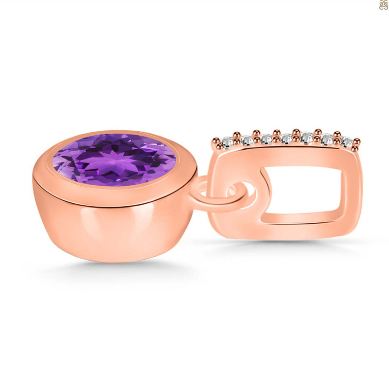 Amethyst & White Topaz Pendant AMT-RDP-960-CZ-LOOP.