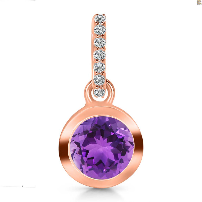 Amethyst & White Topaz Pendant AMT-RDP-992-CZ-LOOP.