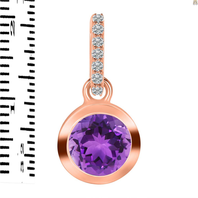 Amethyst & White Topaz Pendant AMT-RDP-992-CZ-LOOP.