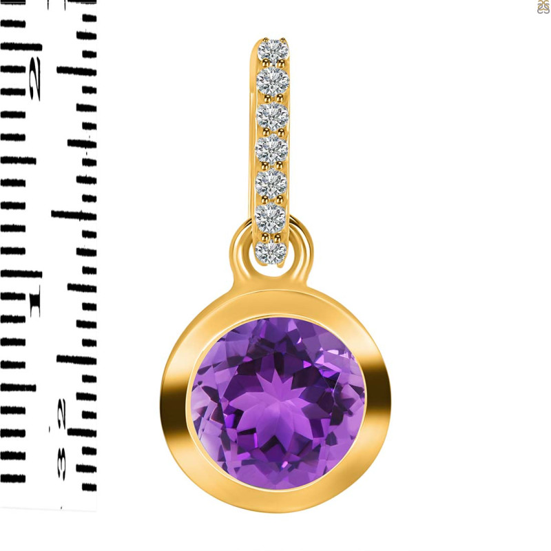 Amethyst & White Topaz Pendant AMT-RDP-992-CZ-LOOP.
