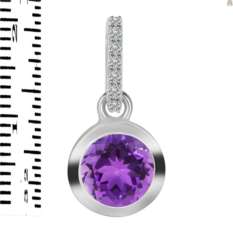 Amethyst & White Topaz Pendant AMT-RDP-992-CZ-LOOP.