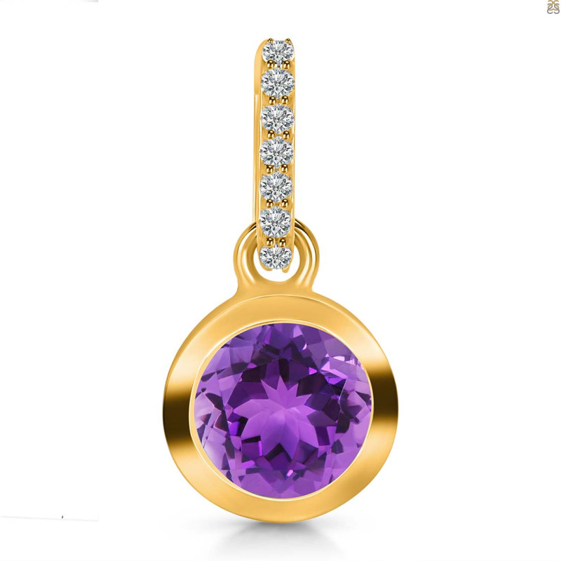 Amethyst & White Topaz Pendant AMT-RDP-992-CZ-LOOP.