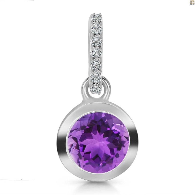 Amethyst & White Topaz Pendant AMT-RDP-992-CZ-LOOP.