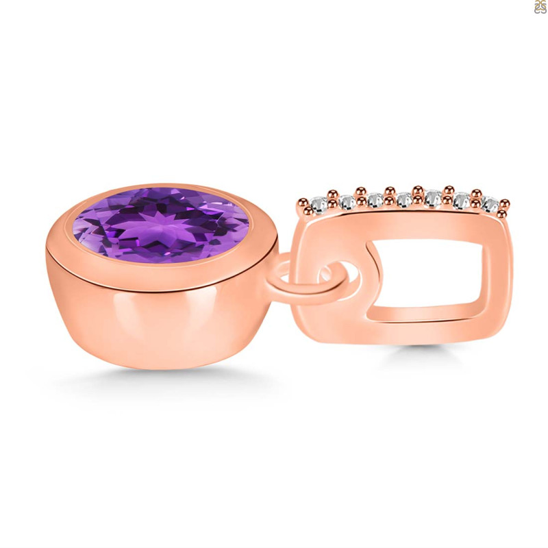 Amethyst & White Topaz Pendant AMT-RDP-992-CZ-LOOP.