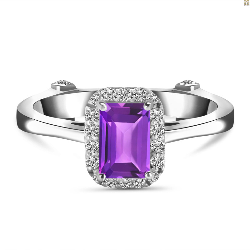 Amethyst & White Topaz Ring AMT-RDR-1787.
