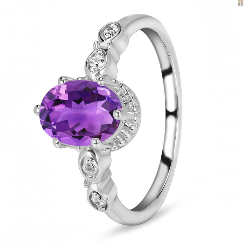 Amethyst & White Topaz Ring