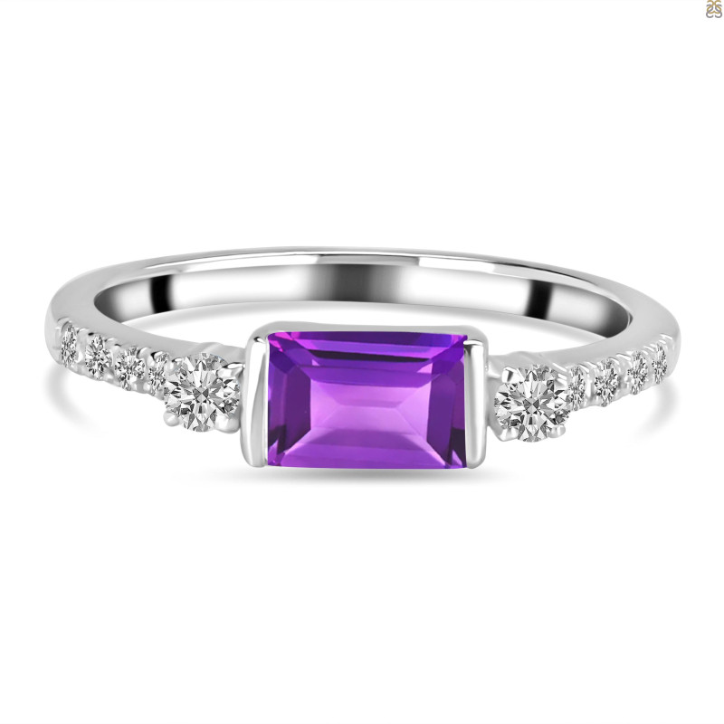 Amethyst & White Topaz Ring AMT-RDR-2186.