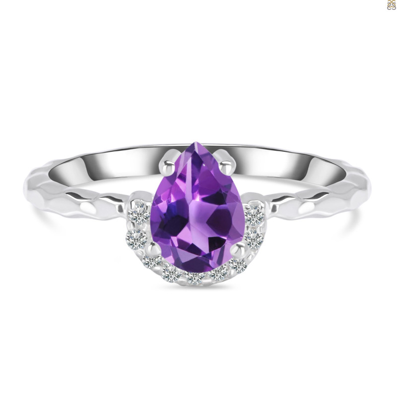 Amethyst & White Topaz Ring AMT-RDR-2192.