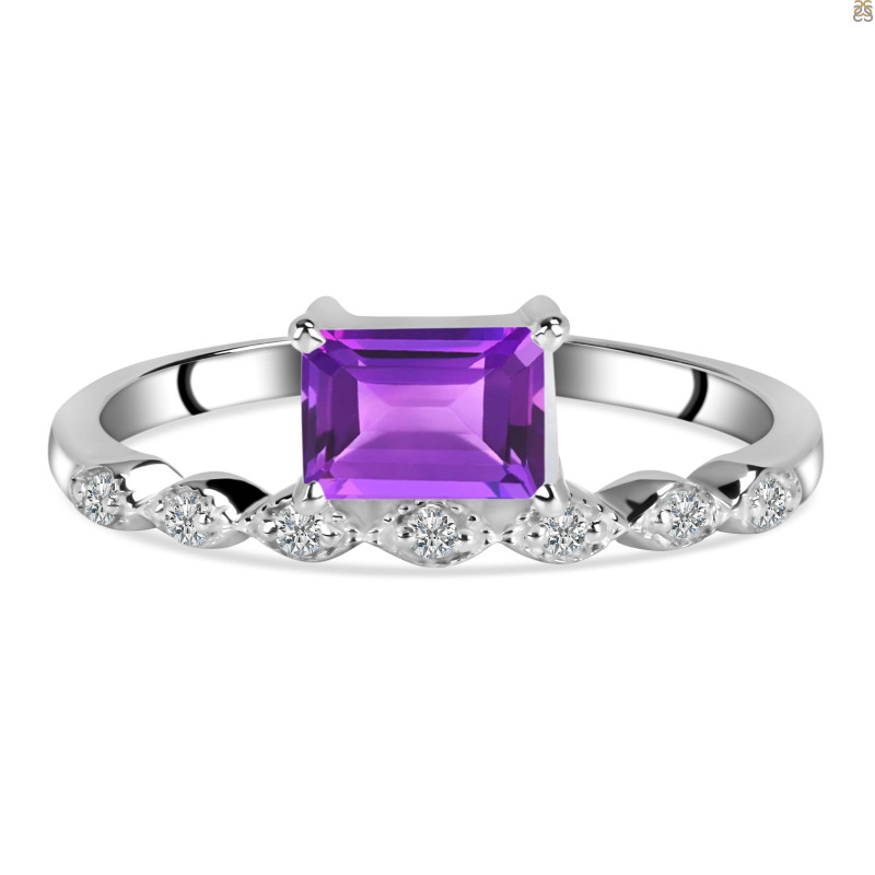 Amethyst & White Topaz Ring AMT-RDR-2199.