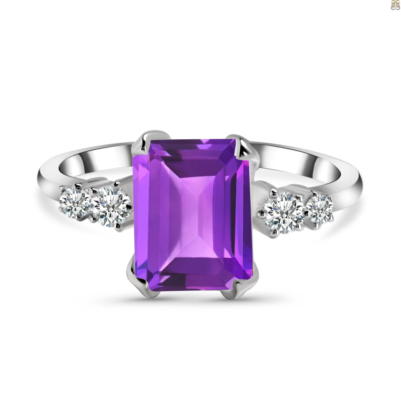 Amethyst & White Topaz Ring AMT-RDR-2215.