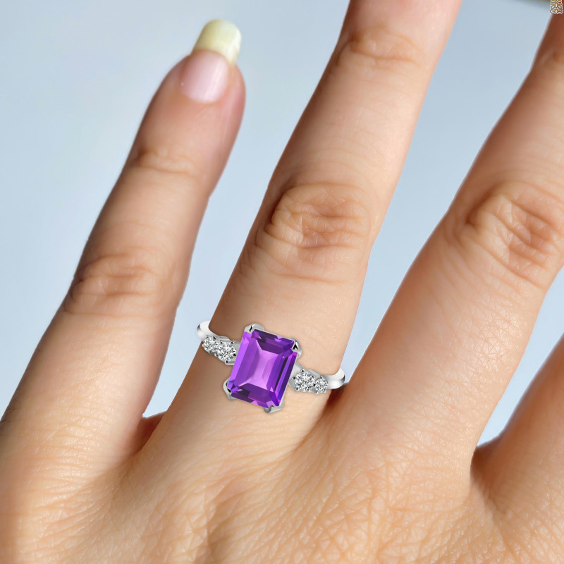 Amethyst & White Topaz Ring AMT-RDR-2215.