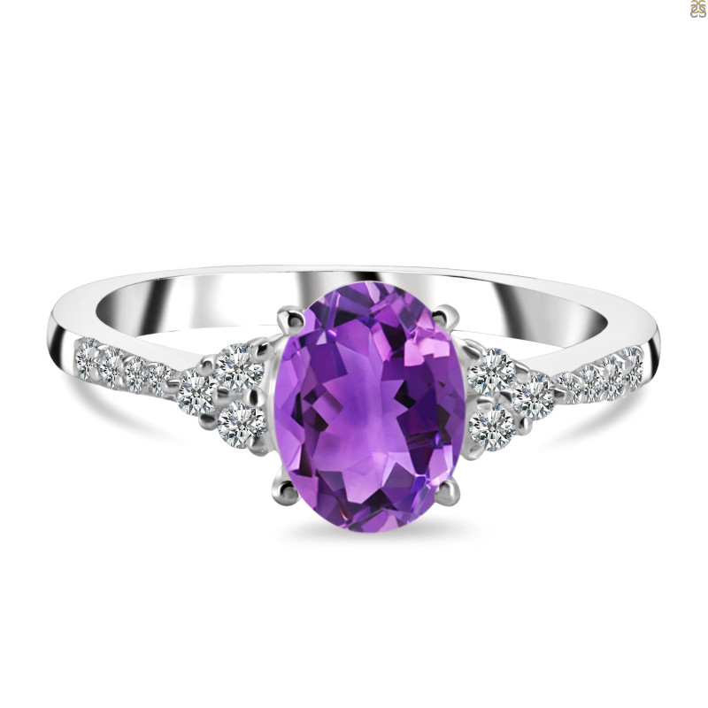 Amethyst & White Topaz Ring AMT-RDR-2219.