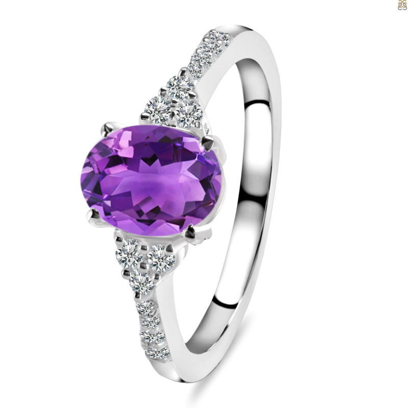Amethyst & White Topaz Ring