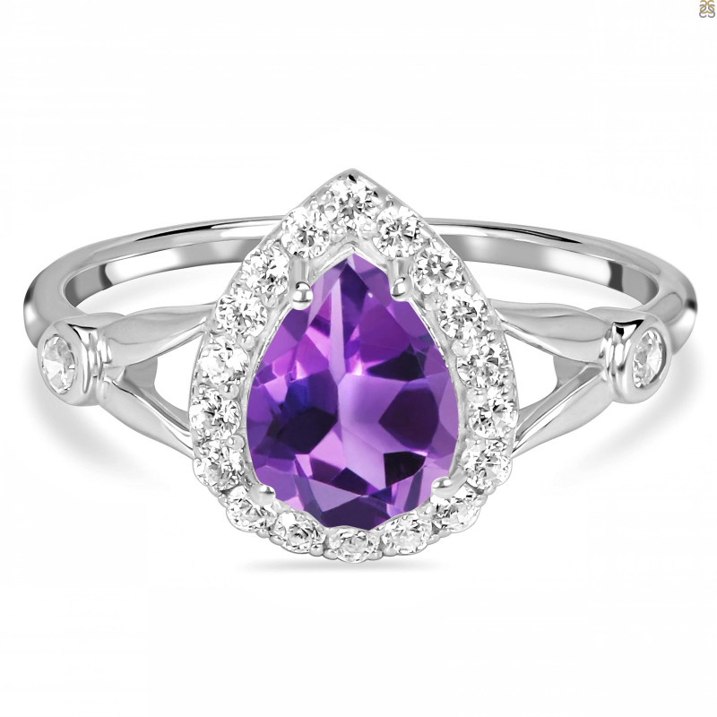 Amethyst & White Topaz Ring AMT-RDR-2243.