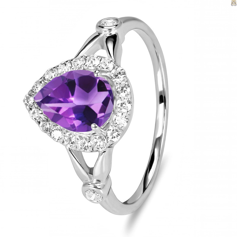 Amethyst & White Topaz Ring