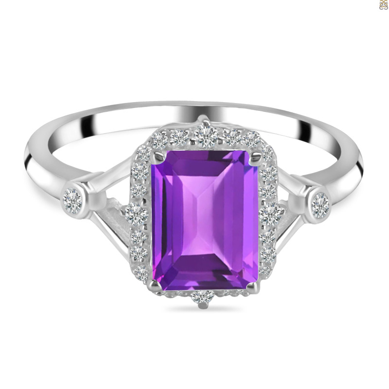 Amethyst & White Topaz Ring AMT-RDR-2252.