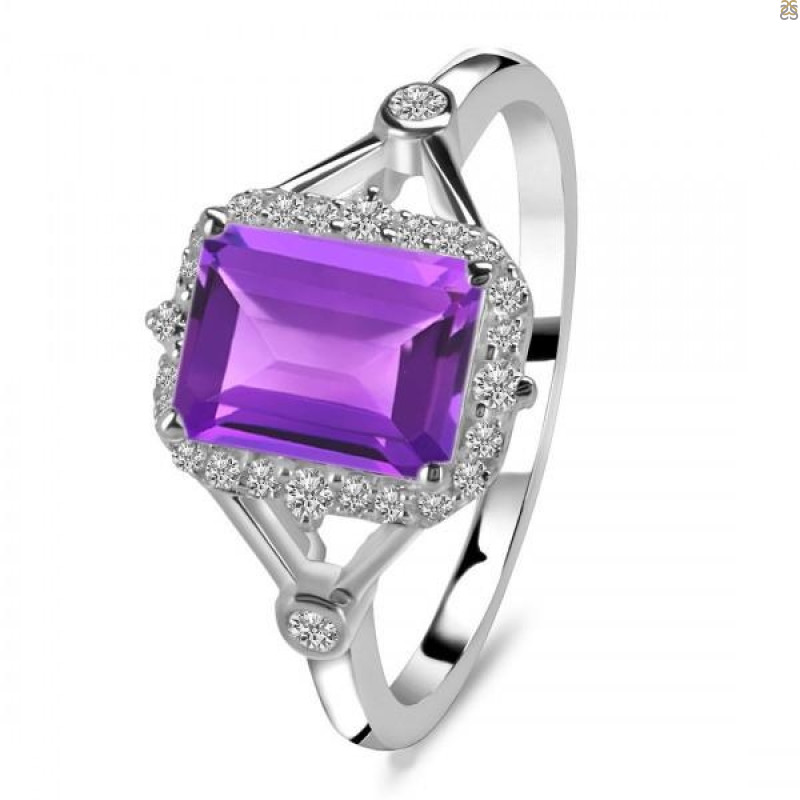 Amethyst & White Topaz Ring
