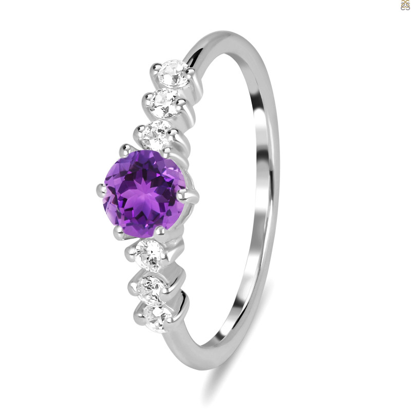 Amethyst & White Topaz Ring