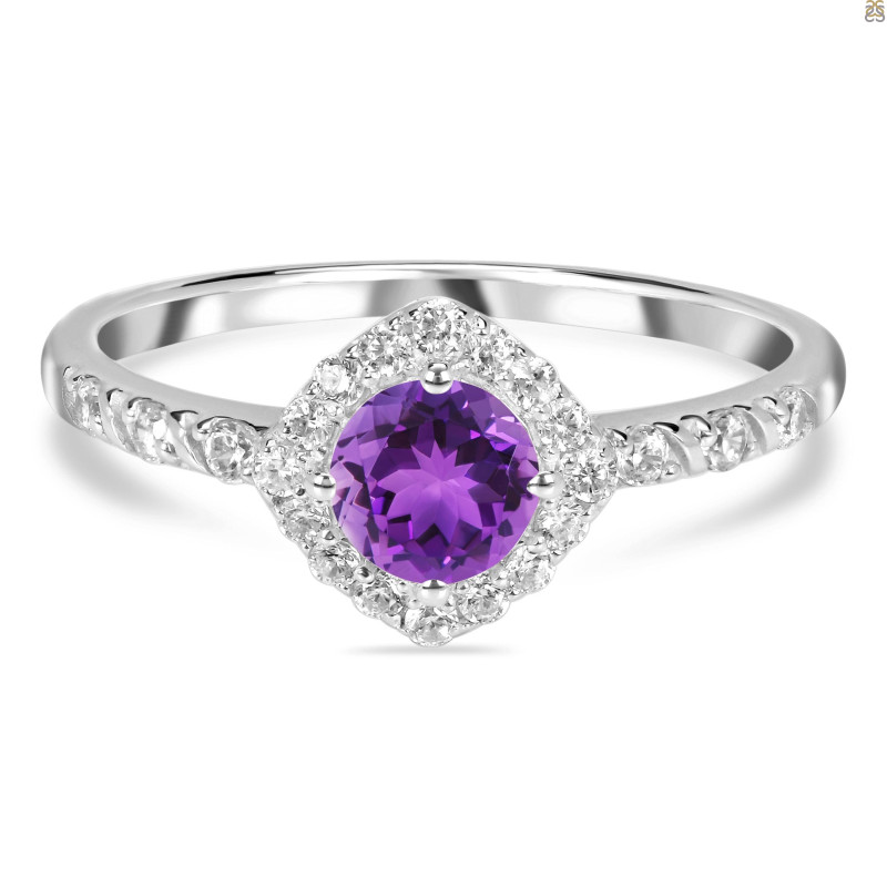 Amethyst & White Topaz Ring AMT-RDR-2260.