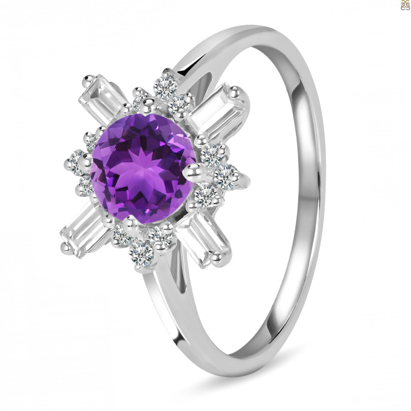 Amethyst & White Topaz Ring
