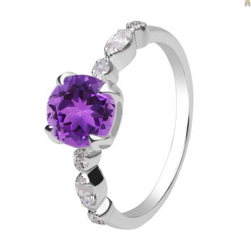 Amethyst & White Topaz Ring