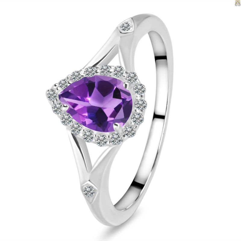 Amethyst & White Topaz Ring