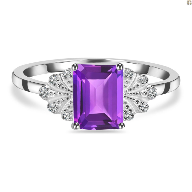 Amethyst & White Topaz Ring AMT-RDR-2272.