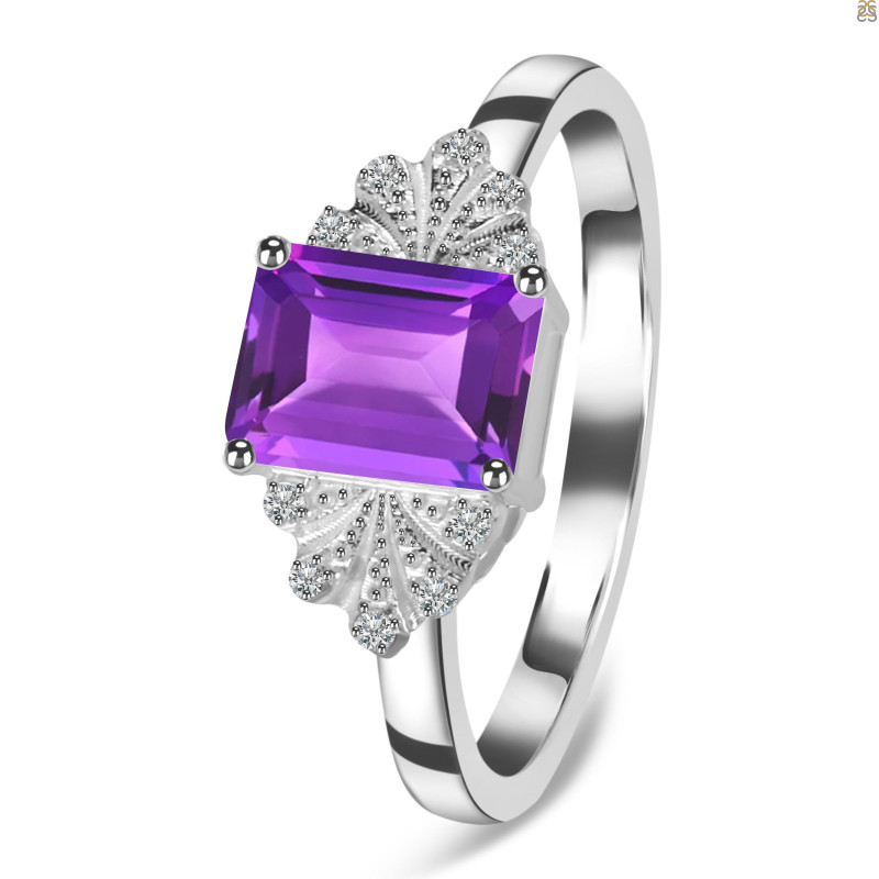 Amethyst & White Topaz Ring