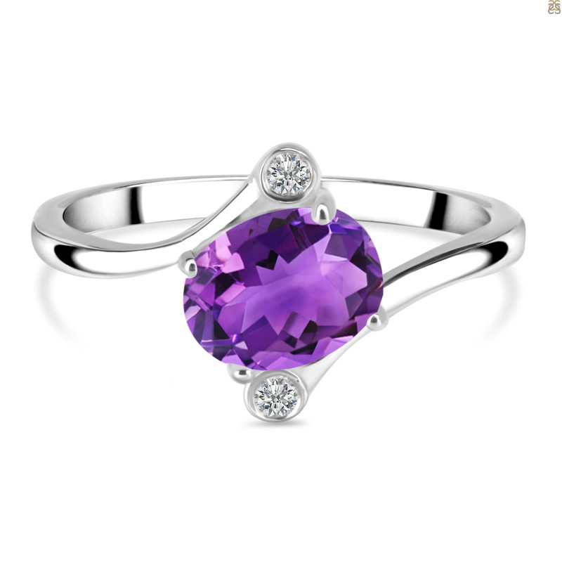 Amethyst & White Topaz Ring AMT-RDR-3264.