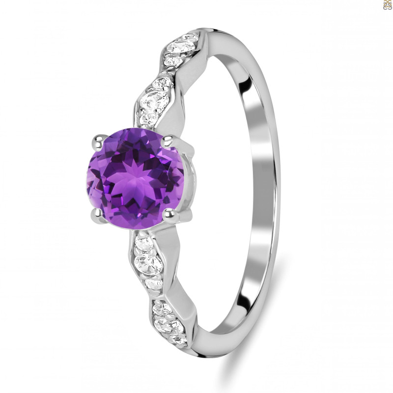 Amethyst & White Topaz Ring